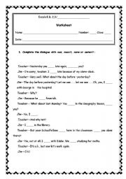 English worksheet: Verb there to be - simple past