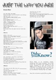 English Worksheet: Just The Way You Are