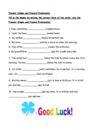English Worksheet: Present simple & Present Progressive
