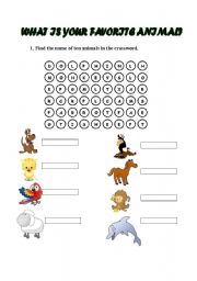 English worksheet: animals