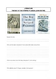 English Worksheet: The Boy in the striped Pyjamas Book Questions