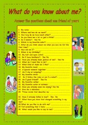 English Worksheet: What do you know about me?