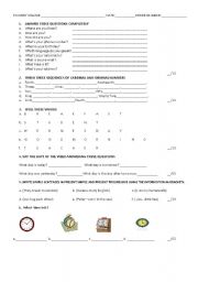 English Worksheet: ELEMENTARY TEST