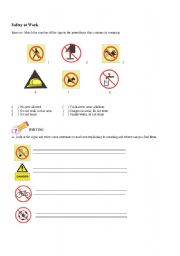 English worksheet: Safety at work