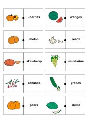English Worksheet: Fruit and vegetables domino game