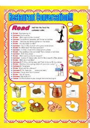 English Worksheet: Restaurant Conversation!