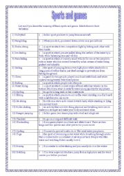 English Worksheet: Sports and games