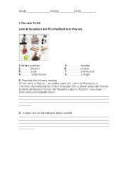 English Worksheet: VERB TO BE