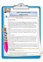 English Worksheet: Marley and Me - Reading activity - previous the movie