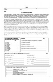 English Worksheet: reading comprehension