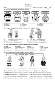 English Worksheet: Describing People Test (or worksheet)