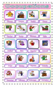 English Worksheet: an editable poster to review and introduce occupations 