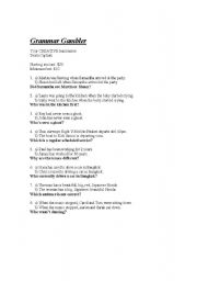 English worksheet: Grammar Gambler