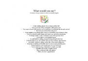 English Worksheet: What would you say?