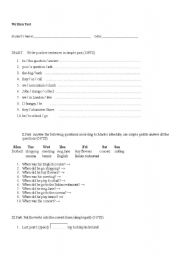 English worksheet: Test on Simple Past 