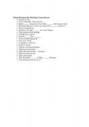 English Worksheet: Sentence Stem Starters for Reading Comprehension