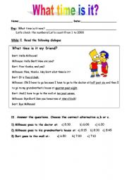 English Worksheet: What time is it?