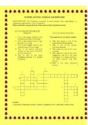 English worksheet: Superlatives: animal crossword