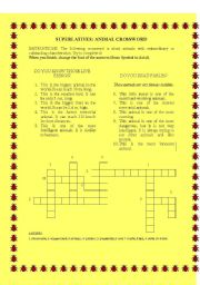 English Worksheet: Superlatives: animal crossword