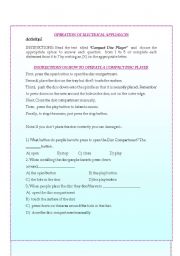 English Worksheet: Instructions and Directions to Operate Electrical Appliances 2