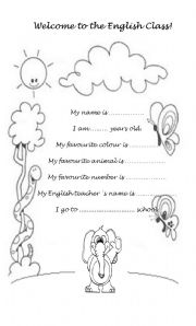 English Worksheet: Welcome to the English Class!