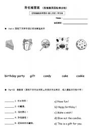 English Worksheet: birthday party