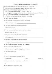 English Worksheet: so...that