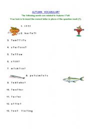 English Worksheet: Autumn / Fall Vocabulary    (all levels)