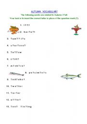 English worksheet: Autumn / Fall Vocabulary    (all levels)