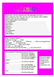 English Worksheet: Lets revise 3 possessive case, possessive adjectives, have/has got