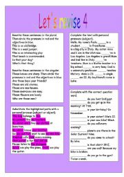 English Worksheet: Lets revise 4 demonstratives, personal pronouns (object, subject), question words