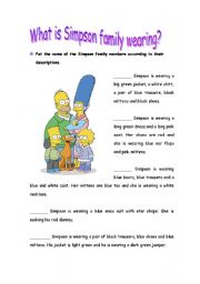 English Worksheet: what is Simpson family wearing?