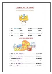 English Worksheet: Whats on the table? 