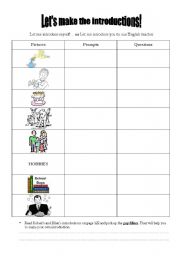English worksheet: Lets make the introductions!