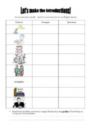 English Worksheet: Lets make the introductions!