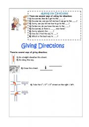 English Worksheet: giving directions