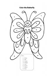 English Worksheet: Coloring the butterfly