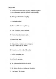 English Worksheet: ACTIVITY SIMPLE PRESENT