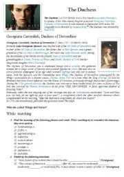 The Duchess movie worksheet