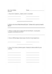 English Worksheet: ELL Intro to Social Studies Pretest