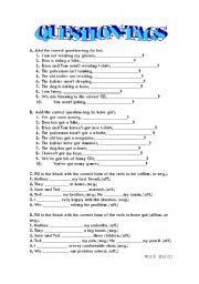 English Worksheet: question-tags