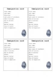 English Worksheet: Ellis Island Project ID Cards