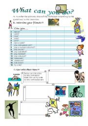 English Worksheet: Interview - Sports /Can