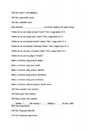 English Worksheet: Revision  material for Face2Face Elementary