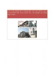 English worksheet: HOW TO GET PREPARE FOR AN ERATHQUAKE