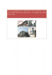 English Worksheet: HOW TO GET PREPARE FOR AN ERATHQUAKE