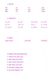 English worksheet: test for the first graders