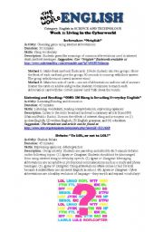 English Worksheet: SCIENCE AND TECHNOLOGY: Living in the Cyberworld