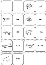 English Worksheet: Parts of the body - DOMINOES + DICE (B&W VERSION ) + Rules (4 pages)