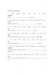 English Worksheet: Transformation sentences FCE